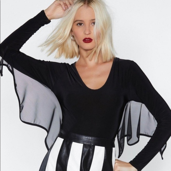 Nasty Gal Tops - Nasty Gal 'Bat Luck' witchy bodysuit